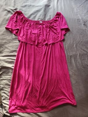 west loop Hot Pink Off-Shoulder Ruffle Dress
